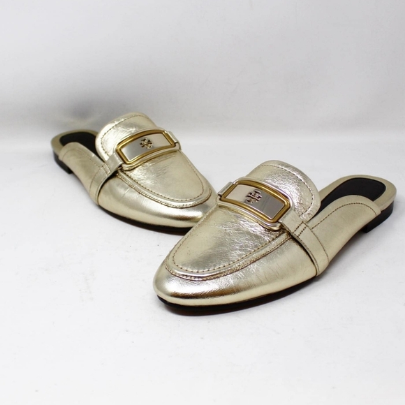 NWT Tory Burch Georgia BacklessMetallic Loafers